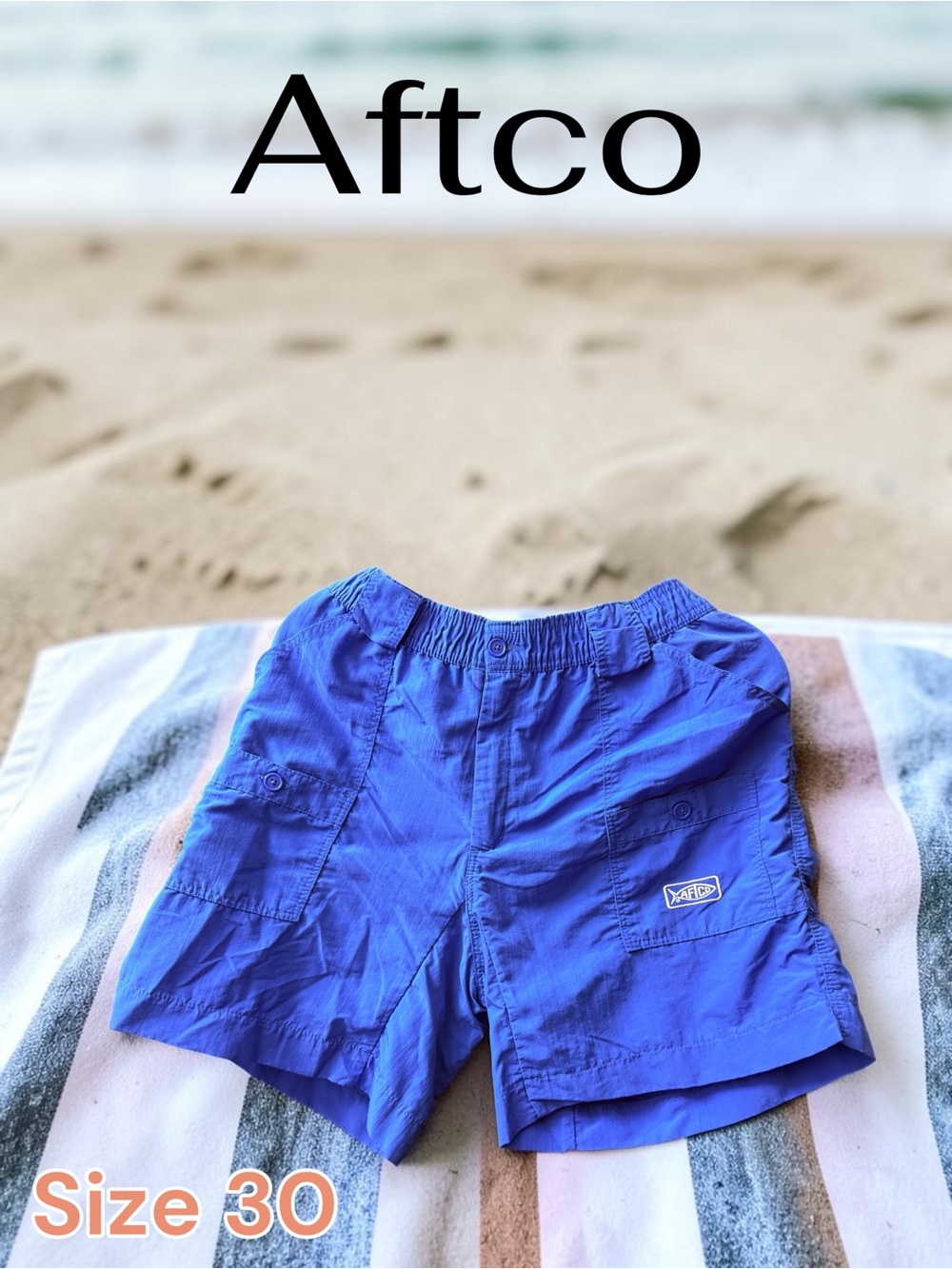 AFTCO Bright Blue Cargo Quick Dry Shorts Sz 30
